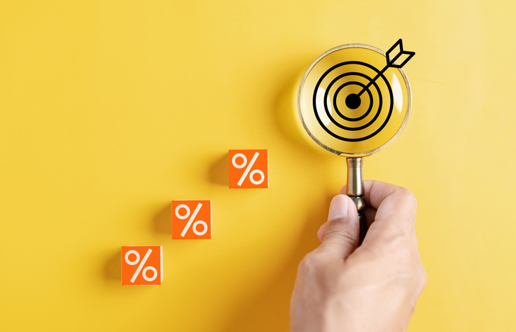 Business growth success and percentage icon